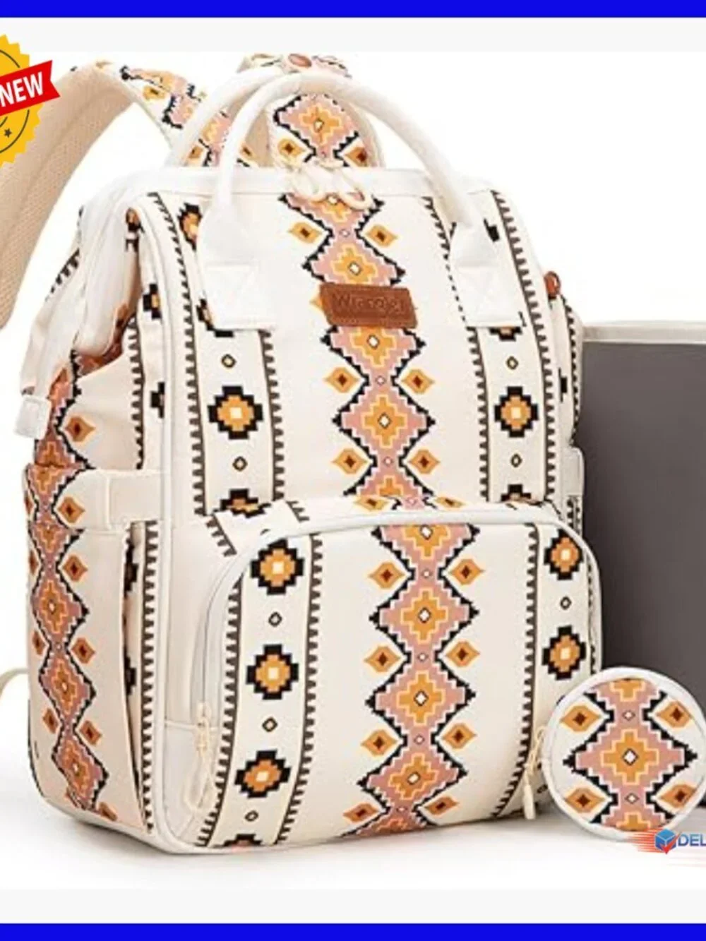 Canvas Diaper Backpack with 11 Pockets, Waterproof Insulated Compartments